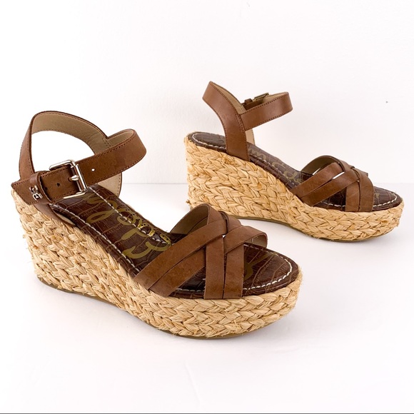 Sam Edelman Shoes - Sam Edelman wedges Darline brown braided leather jute-wrapped sandals, size 7